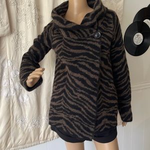 Zebra print wool blend sweater